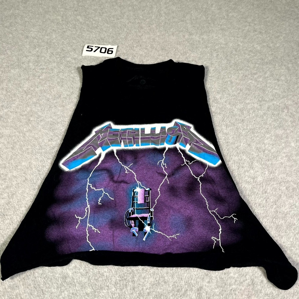 Metallica Tank Top Mens Medium Black Metallica Ride the Lightning Graphic Cotton